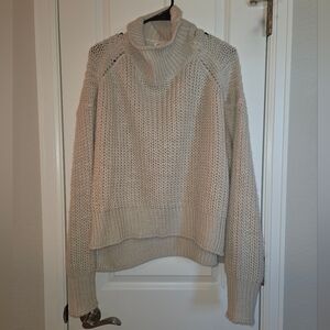 Beige Mockneck Chunky Sweater